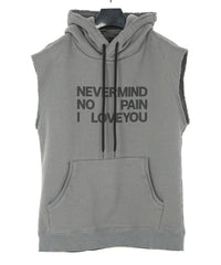 Tight Tension Heavy Weight Cotton Pile Fleece Sleeveless Hoodie - GRAY