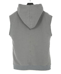 Tight Tension Heavy Weight Cotton Pile Fleece Sleeveless Hoodie - GRAY