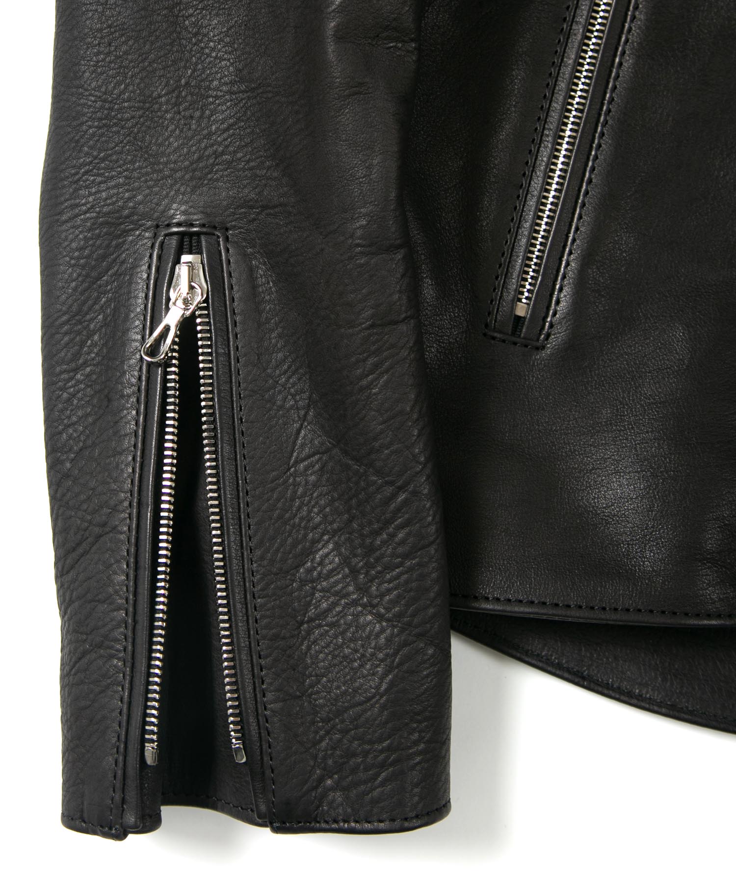 ジャパンオイルカーフ JAY セミシングルライダースジャケット - BLACK