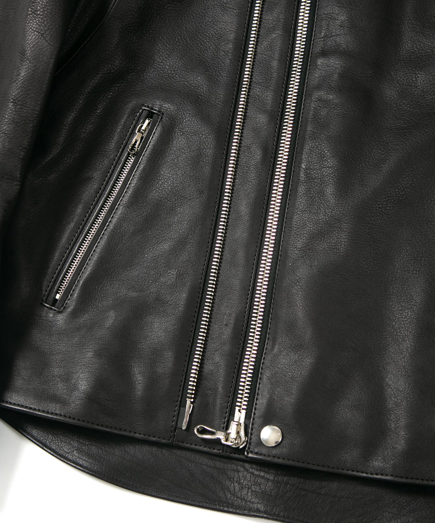 ジャパンオイルカーフ JAY セミシングルライダースジャケット - BLACK