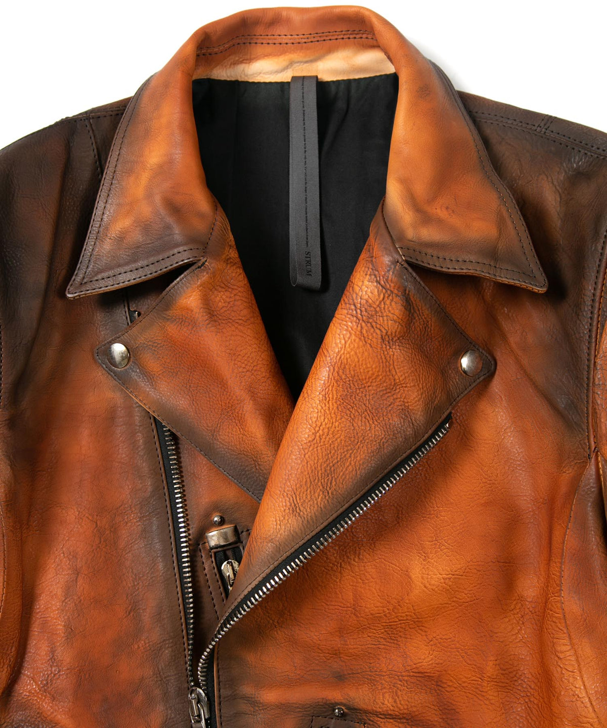 Japan Vegetable Full tanned Calf skin Garment Burning Dyed "HI-FLYER" Double Riders - SUNBURST