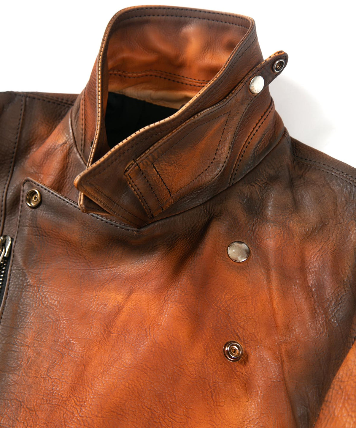 Japan Vegetable Full tanned Calf skin Garment Burning Dyed "HI-FLYER" Double Riders - SUNBURST
