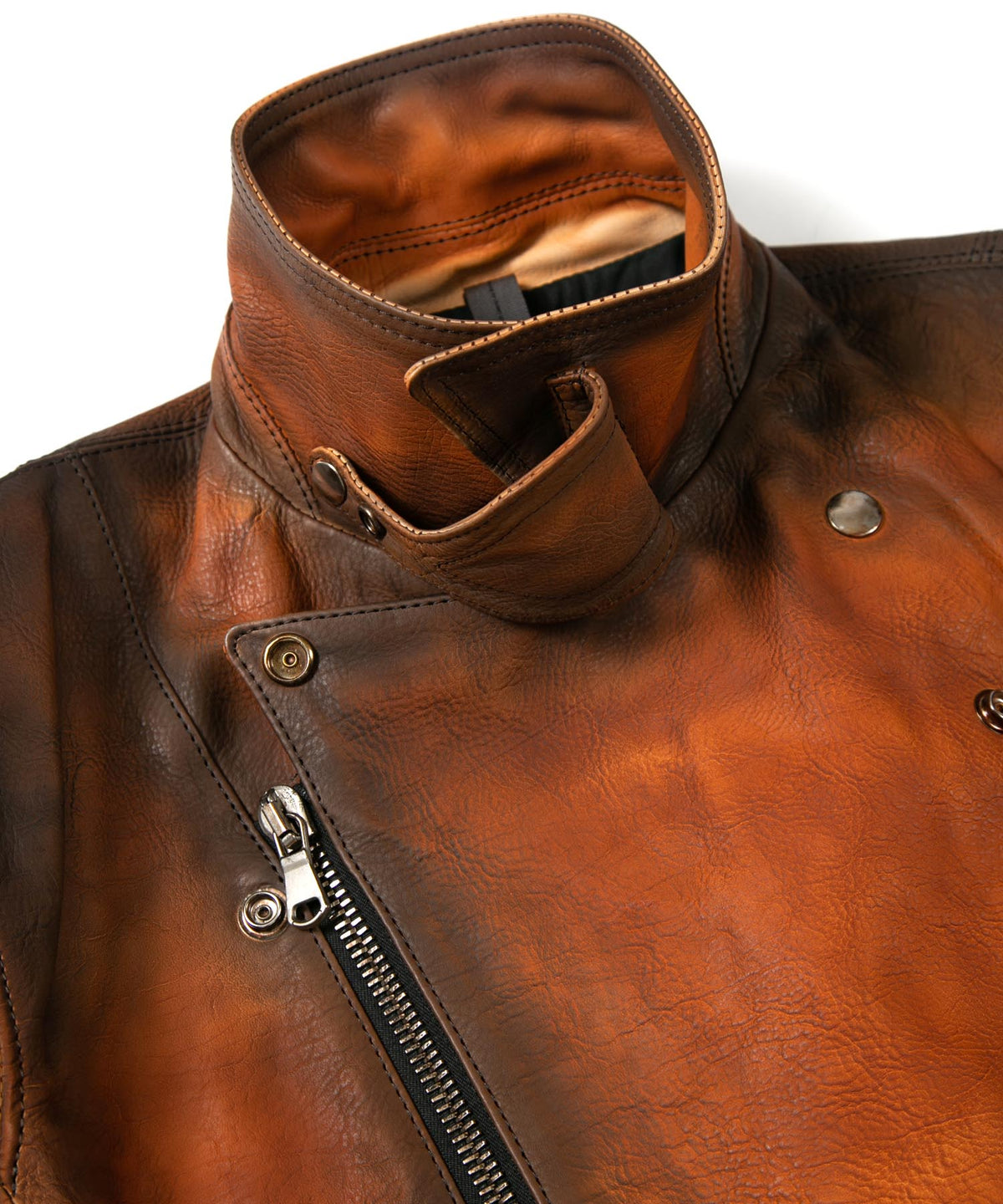 Japan Vegetable Full tanned Calf skin Garment Burning Dyed "HI-FLYER" Double Riders - SUNBURST