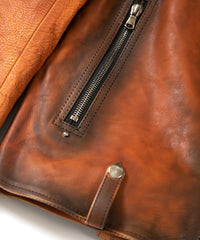 Japan Vegetable Full tanned Calf skin Garment Burning Dyed "HI-FLYER" Double Riders - SUNBURST