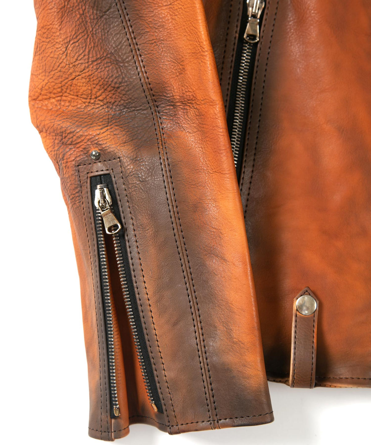 Japan Vegetable Full tanned Calf skin Garment Burning Dyed "HI-FLYER" Double Riders - SUNBURST