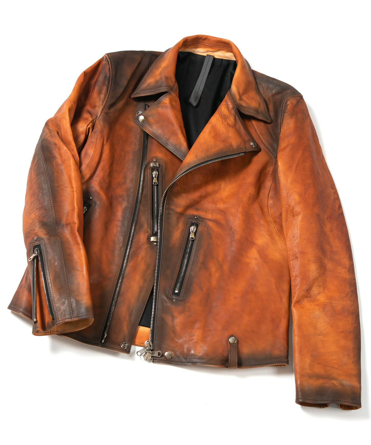 Japan Vegetable Full tanned Calf skin Garment Burning Dyed "HI-FLYER" Double Riders - SUNBURST