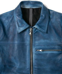 Load image into Gallery viewer, Japan Vegetable Full tanned Calf skin Garment Burning Dyed &quot;FEVER&quot; Single Riders / BLUE