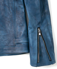 Japan Vegetable Full tanned Calf skin Garment Burning Dyed "FEVER" Single Riders / BLUE