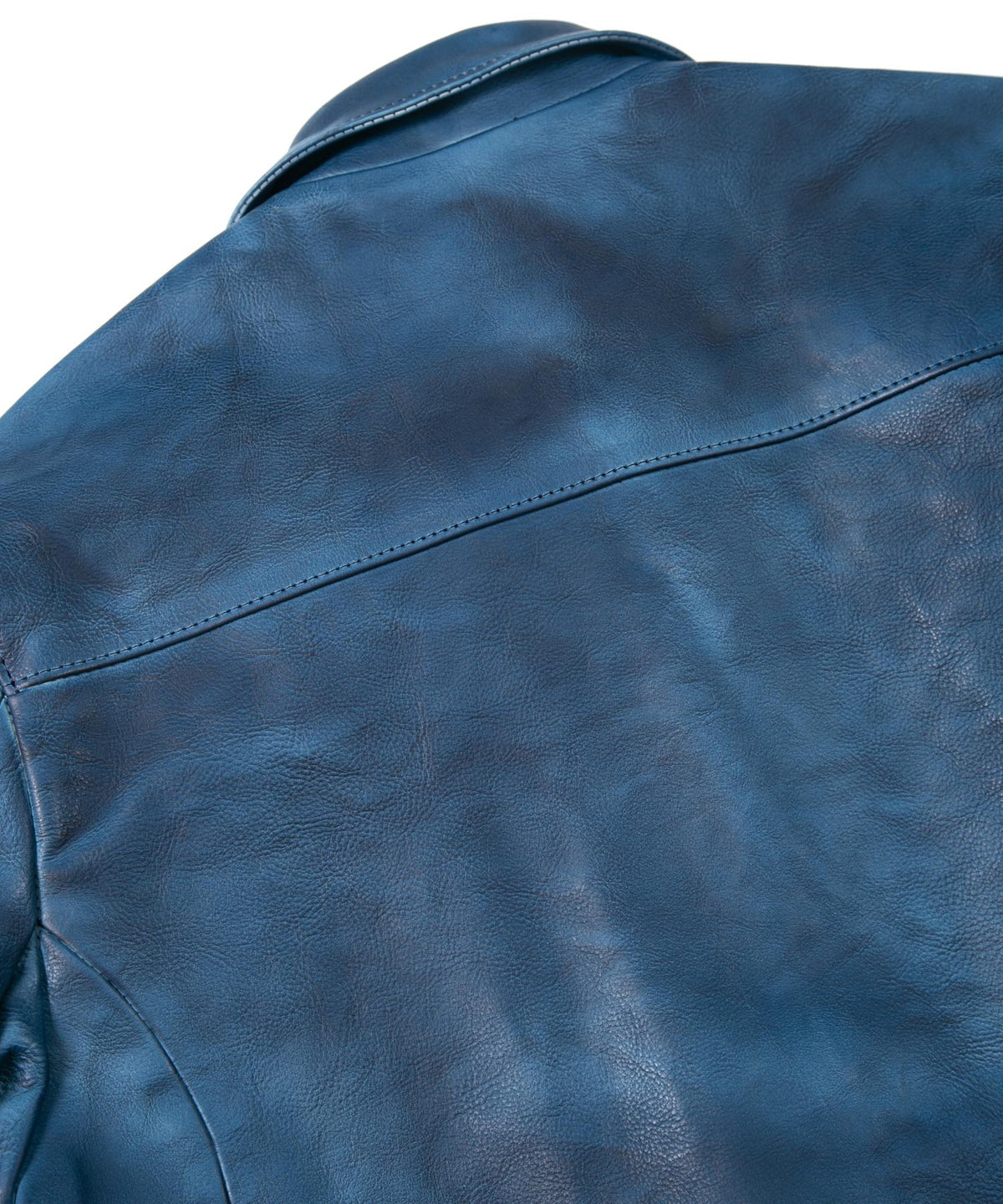 Japan Vegetable Full tanned Calf skin Garment Burning Dyed "FEVER" Single Riders / BLUE