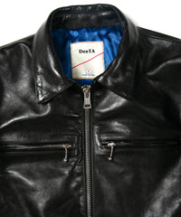 STRUM × DeeTA フルタンニン ホースハイド ヴィンテージワックス VINCENTS DeeTA EDITION シングルライダースジャケット - BLACK