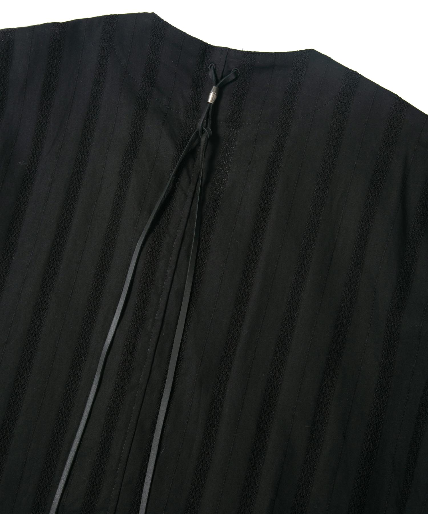 画像をギャラリービューアに読み込む, カラミ織り ストライプ 5分袖 ダボシャツ / BLACK