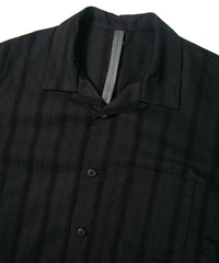 画像をギャラリービューアに読み込む, カラミ織り ストライプ 開襟半袖シャツ / BLACK