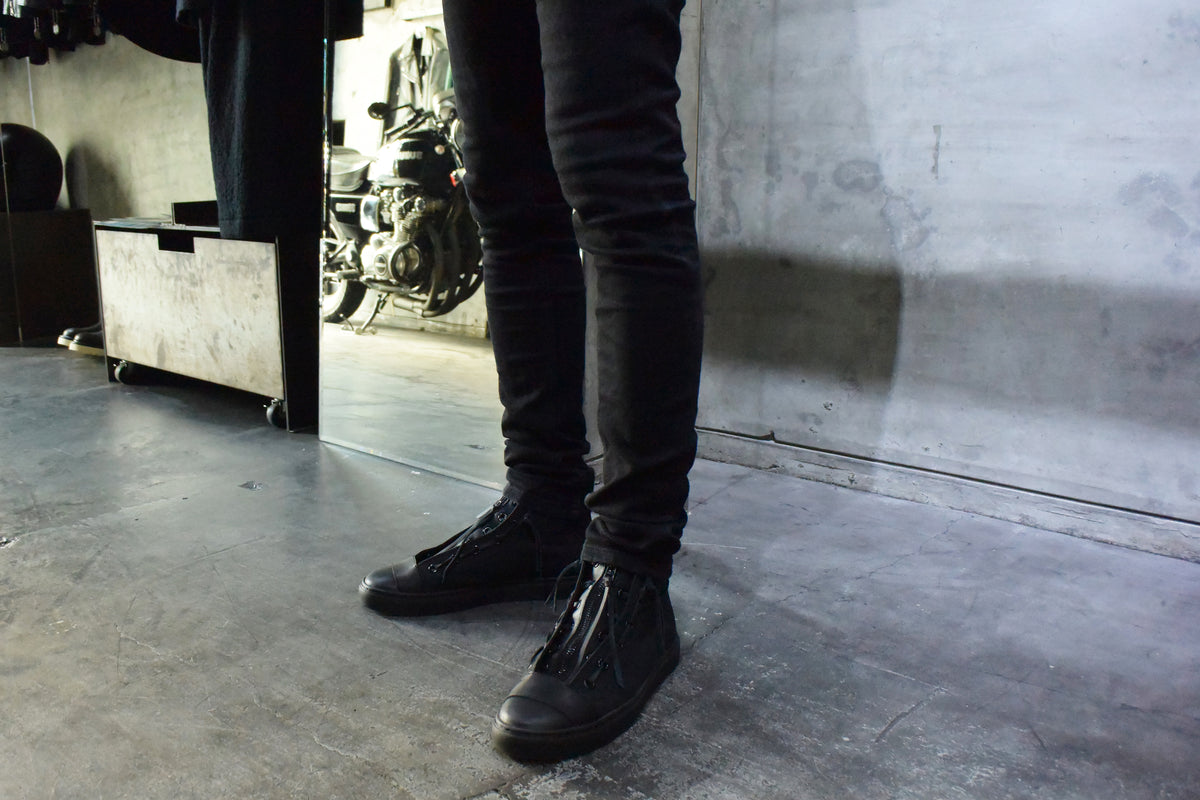 Leather Zip Tan Sneakers BLACK REVOLT 2 - ALL BLACK