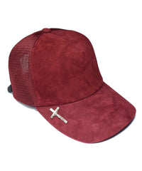 Load image into Gallery viewer, LEATHER MESH CAP - BURGUNDY