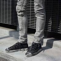 レザージップタン スニーカー BLACK REVOLT 2 / BLACK