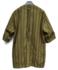 画像をギャラリービューアに読み込む, カラミ織り ストライプ 5分袖 ダボシャツ / KHAKI