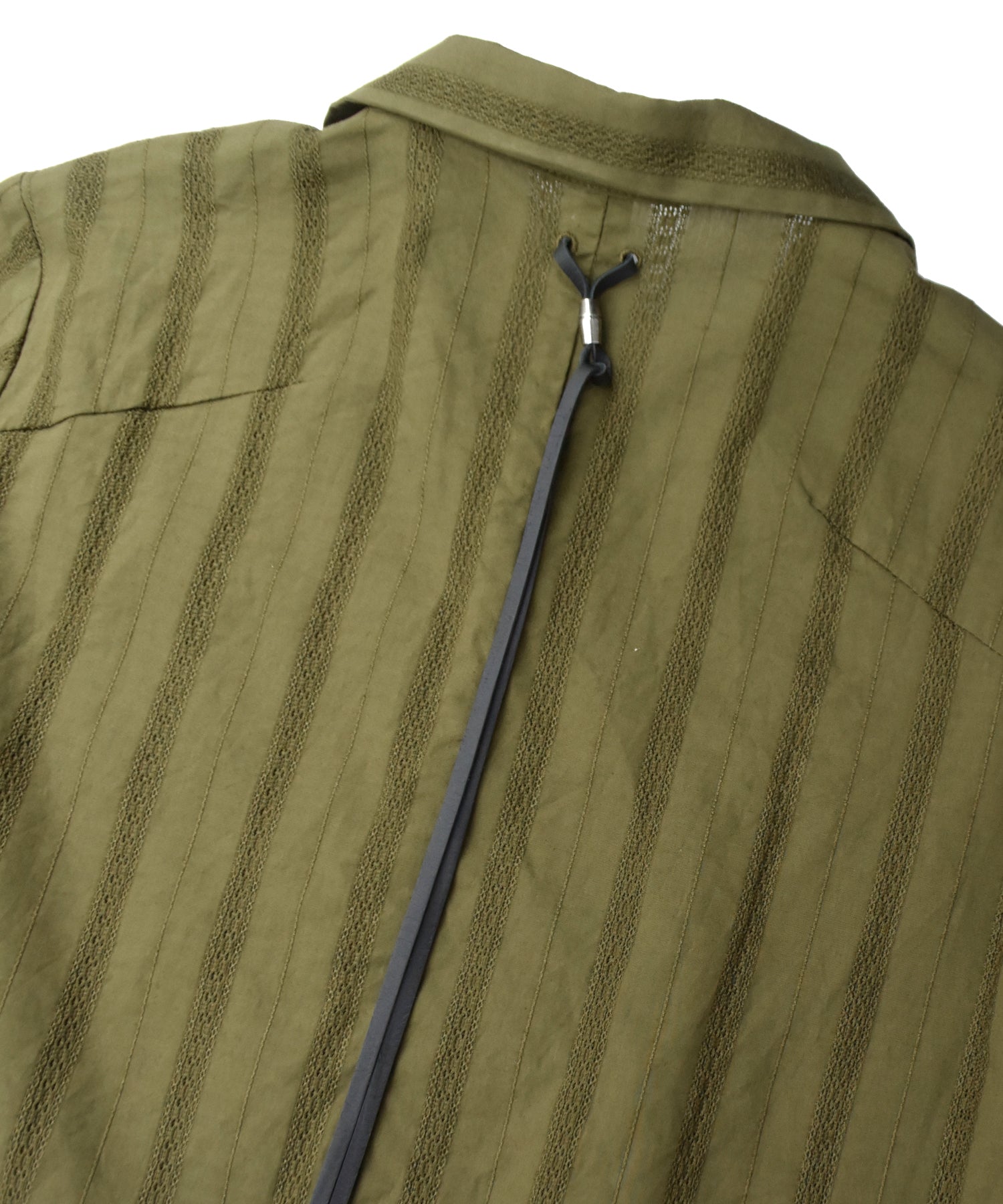 カラミ織り ストライプ 開襟半袖シャツ / KHAKI – STRUM OFFICIAL