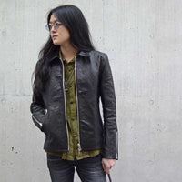 Stripe Cotton Leno Cloth Open-necked Short-Sleeve Shirts / KHAKI