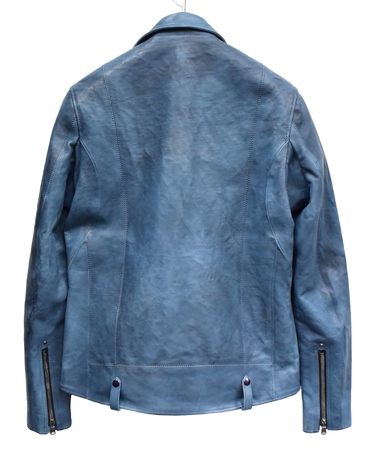 フルタンニン鞣し ジャパンカーフスキン Burning dyed - 燃焼製品染め HI-FLYER ダブルライダースジャケット - BLUE