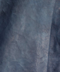 フルタンニン鞣し ジャパンカーフスキン Burning dyed - 燃焼製品染め HI-FLYER ダブルライダースジャケット - BLUE