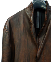 Load image into Gallery viewer, [One-of-a-kind item] Calf tannin product dyeing + Burning die Limited color &quot;RUST BLACK&quot; Long coat / M size