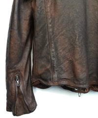 Load image into Gallery viewer, [One-of-a-kind item] Calf tannin product dyeing + Burning die Limited color &quot;RUST BLACK&quot; Single riders jacket / S size