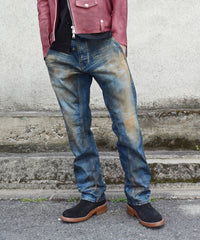 2店舗限定 12.5oz オーガニックコットン ストレッチデニム BOXY IGGY ボックスワイドストレート Burnyard（バーンヤード）加工 - INDIGO