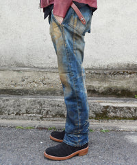 2店舗限定 12.5oz オーガニックコットン ストレッチデニム BOXY IGGY ボックスワイドストレート Burnyard（バーンヤード）加工 - INDIGO