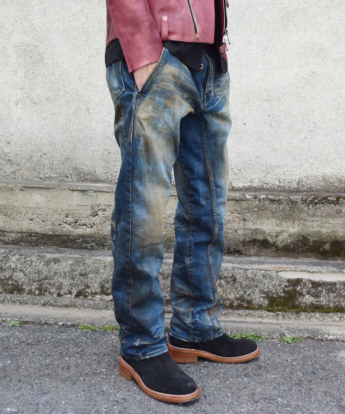 2店舗限定 12.5oz オーガニックコットン ストレッチデニム BOXY IGGY ボックスワイドストレート Burnyard（バーンヤード）加工 - INDIGO