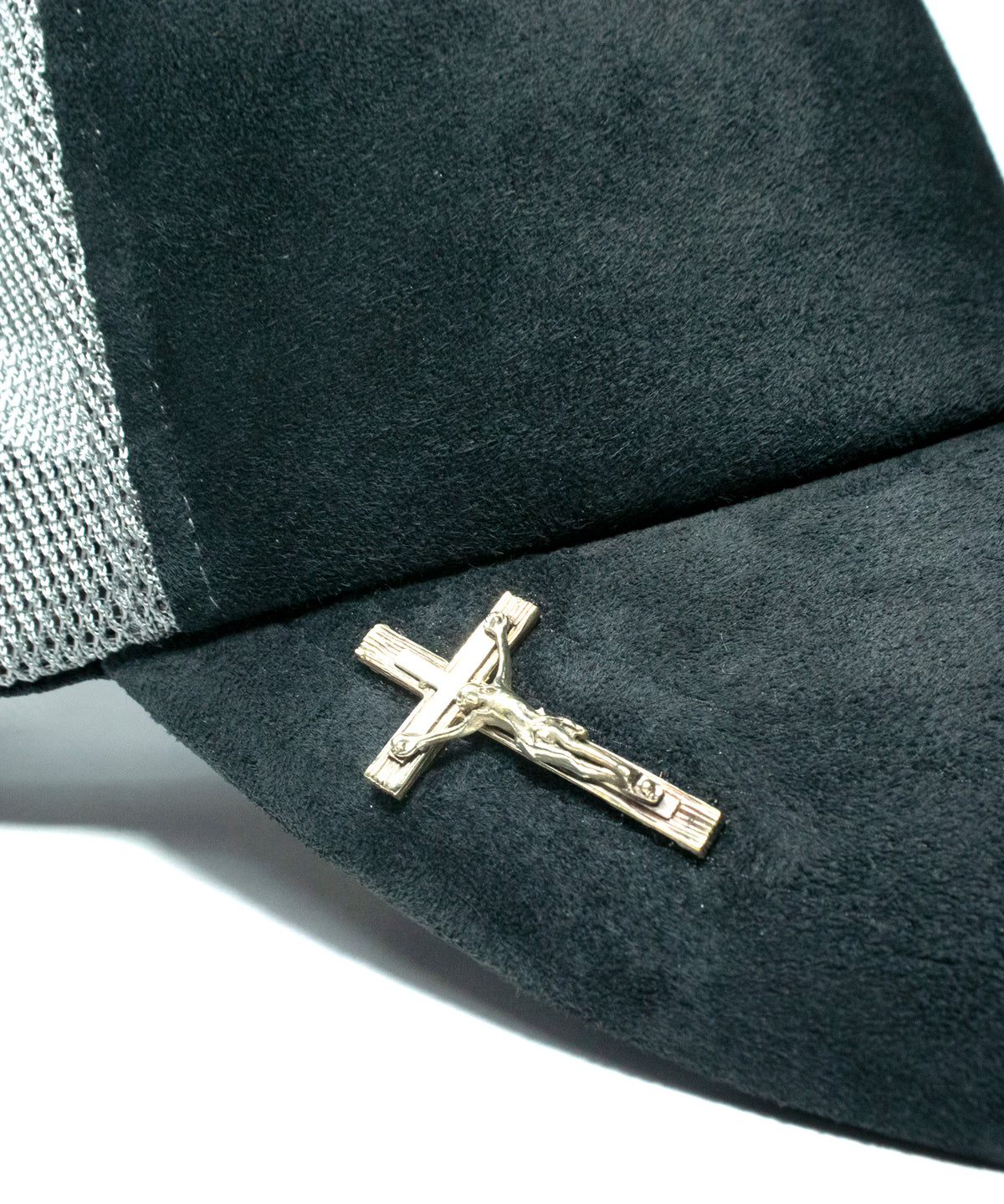 LEATHER MESH CAP - BLACK×GRAY