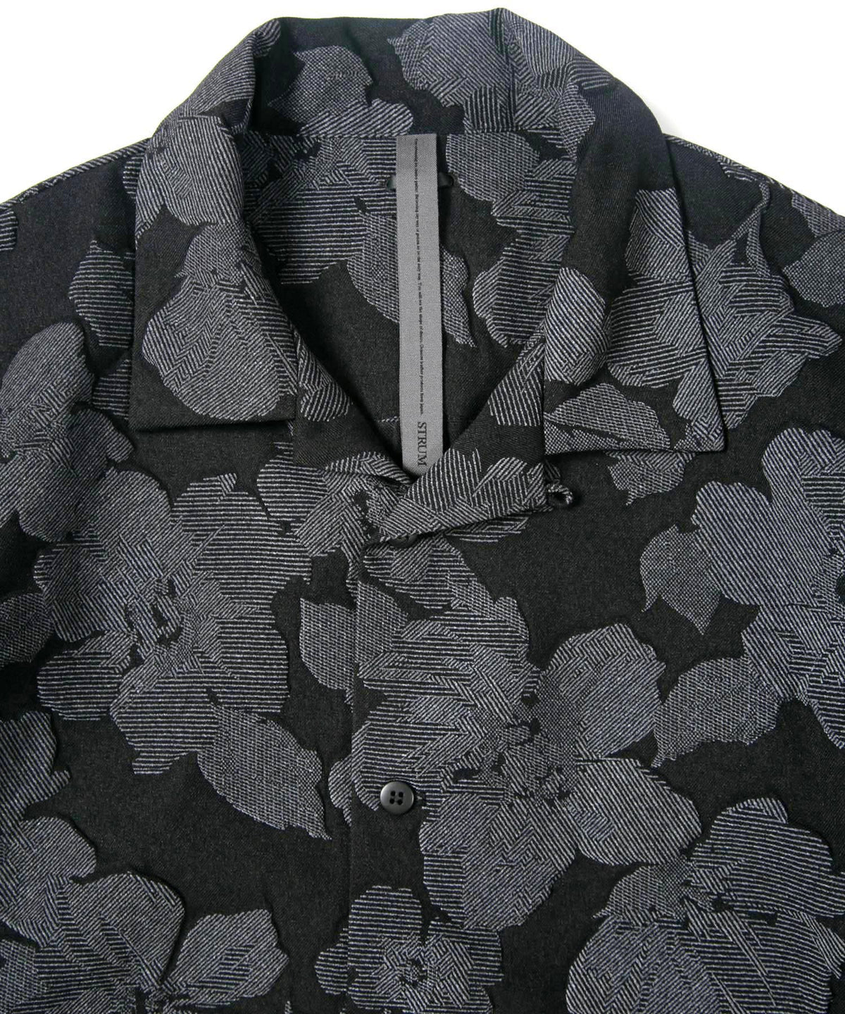 3D Printed Polyester Twill Open-necked half-Sleeve Shirts / BLACK