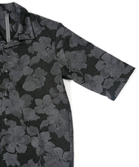 3D Printed Polyester Twill Open-necked half-Sleeve Shirts / BLACK
