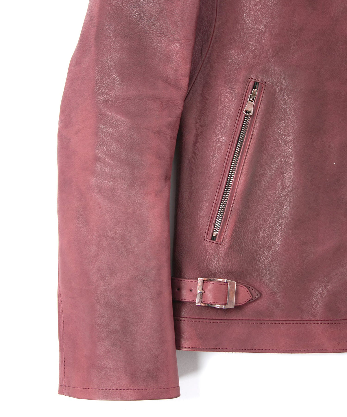 フルタンニン鞣し ジャパンカーフスキン Burning dyed - 燃焼製品染め FEVER シングルライダースジャケット - BURGUNDY