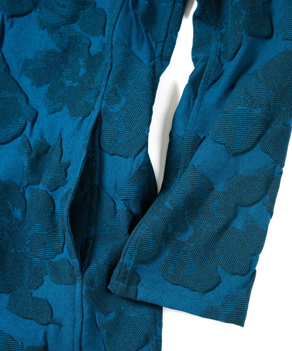 3D Printed Polyester Twill Long Cardigan / TURQUOISE