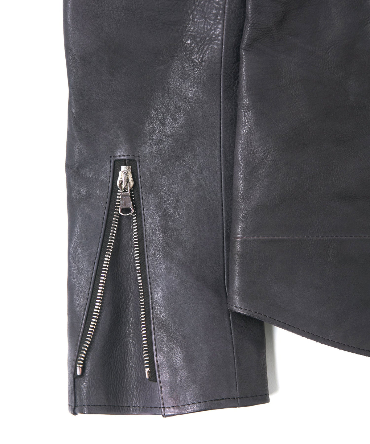 フルタンニン鞣し ジャパンカーフスキン Burning dyed - 燃焼製品染め RAVEN ダブルライダースジャケット - STONE PURPLE