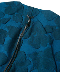 3D Printed Polyester Twill Long Cardigan / TURQUOISE