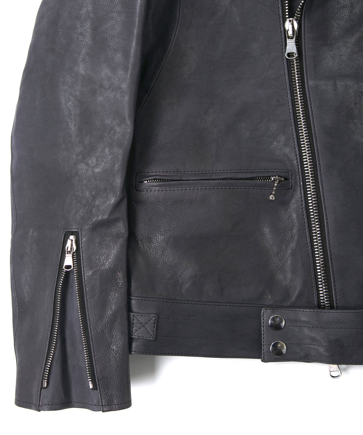 Japan Vegetable Full tanning Calf skin Garment Burning Dyed "SPEEDER" Double Riders - STONE PURPLE