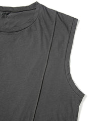 Hard Twist Cotton Over Size Sleeveless Cut&Sewn - GRAY