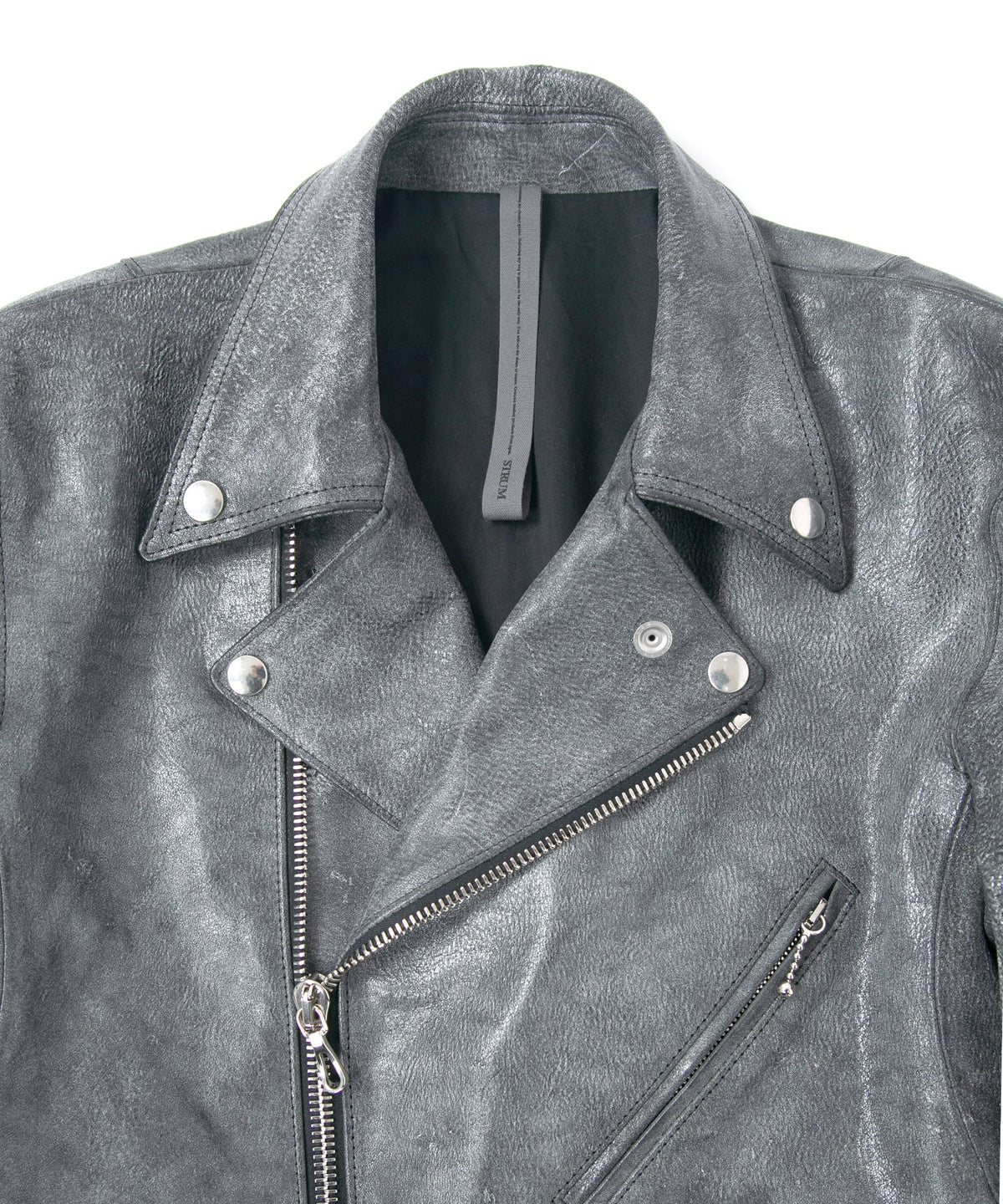 フルタンニン ピット鞣し シュリンク ホースハイド WAX仕上げ SPEEDER ダブルライダースジャケット - WHITE