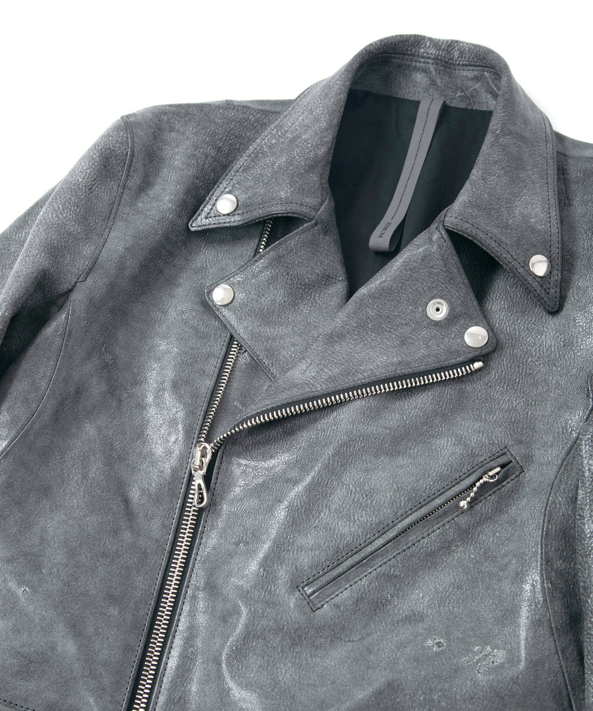 フルタンニン ピット鞣し シュリンク ホースハイド WAX仕上げ SPEEDER ダブルライダースジャケット - WHITE