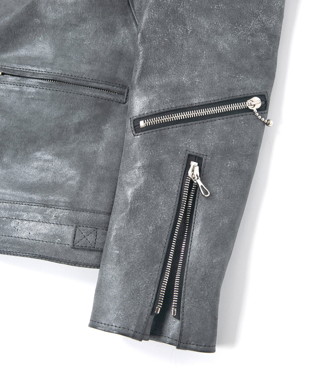 フルタンニン ピット鞣し シュリンク ホースハイド WAX仕上げ SPEEDER ダブルライダースジャケット - WHITE