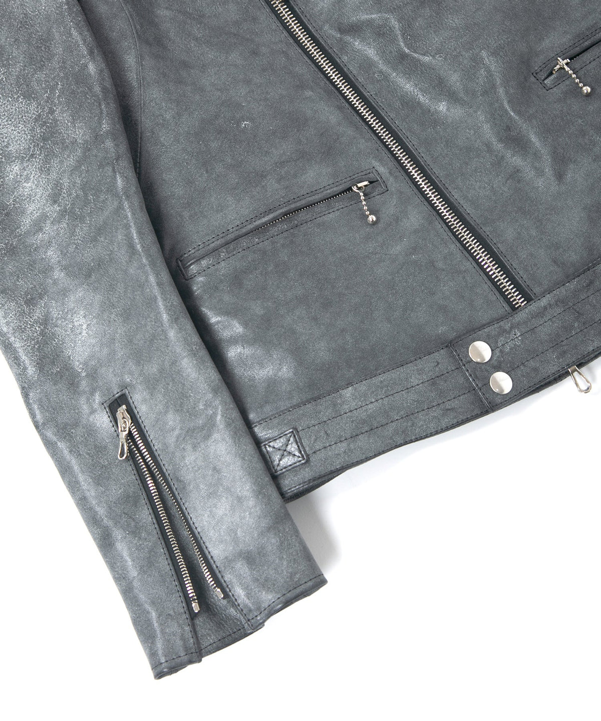 フルタンニン ピット鞣し シュリンク ホースハイド WAX仕上げ SPEEDER ダブルライダースジャケット - WHITE