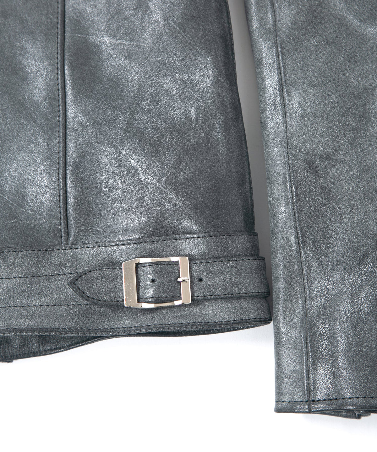 フルタンニン ピット鞣し シュリンク ホースハイド WAX仕上げ SPEEDER ダブルライダースジャケット - WHITE