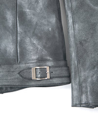 フルタンニン ピット鞣し シュリンク ホースハイド WAX仕上げ SPEEDER ダブルライダースジャケット - WHITE