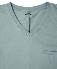 Natural Soft Cotton V neck T-shirt - BLUE GRAY