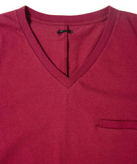 30/-ナチュラルソフト天竺 Vネック Tシャツ - WINE