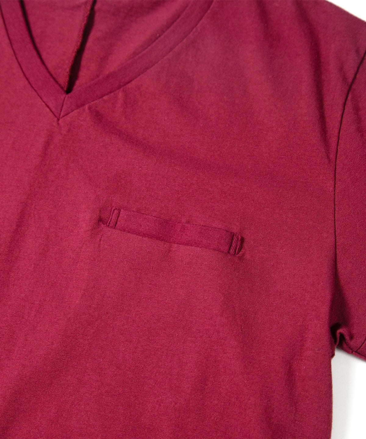 30/-ナチュラルソフト天竺 Vネック Tシャツ - WINE