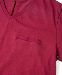 30/-ナチュラルソフト天竺 Vネック Tシャツ - WINE