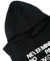Tight Tension Heavy Weight Cotton Pile Fleece Sleeveless Hoodie - BLACK