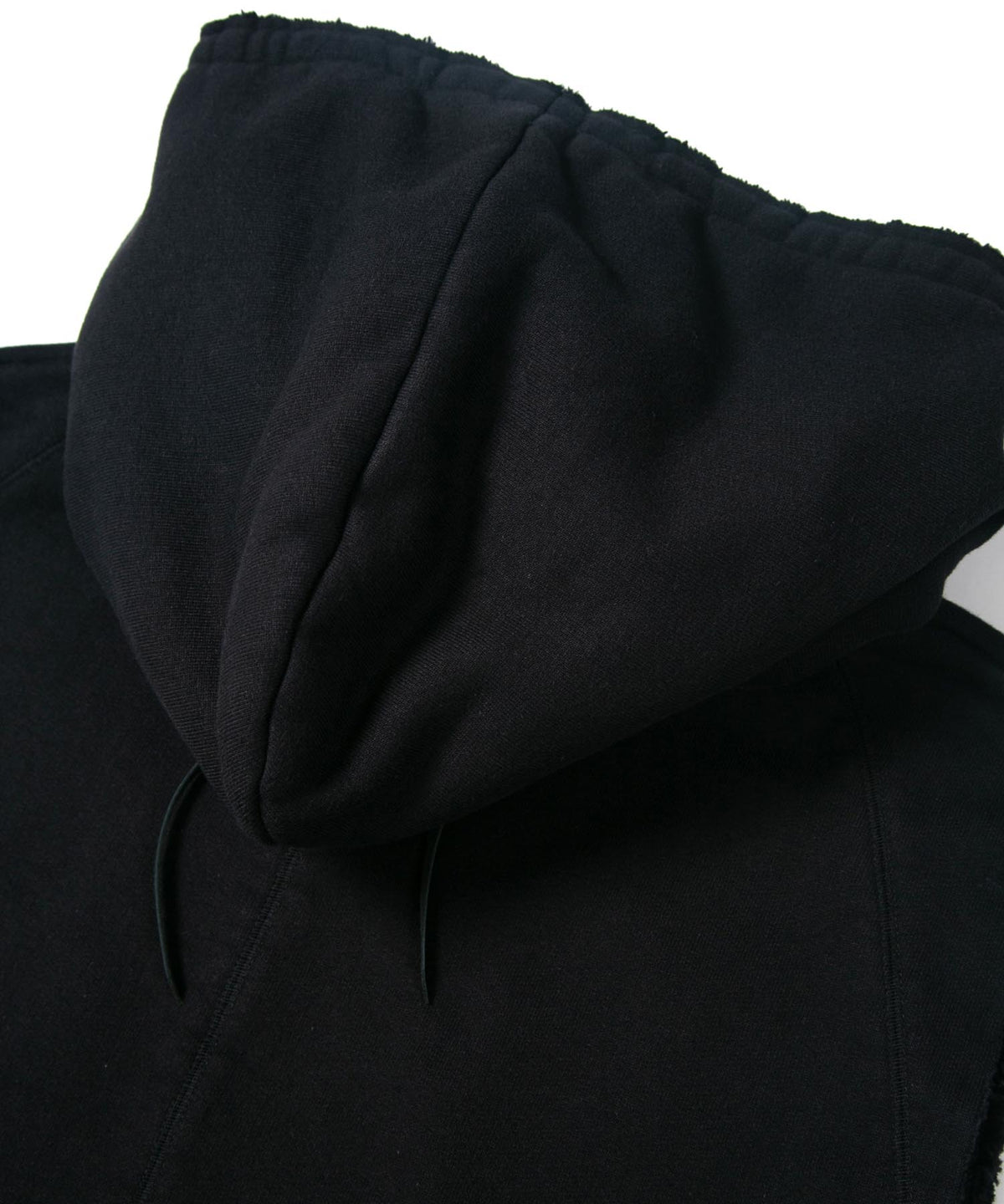 Tight Tension Heavy Weight Cotton Pile Fleece Sleeveless Hoodie - BLACK